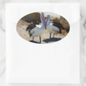 Pelikanen in liefde, ovale sticker (Tas)