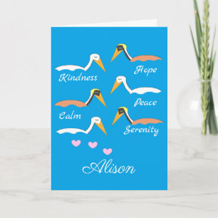 Pelikanen in Meditatie: Blauw-groen Blank Kaart