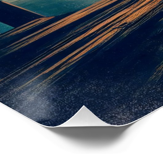 Pelikanen kijken naar de zonsondergang decoupage perfect poster (Hoek)