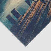 Pelikanen kijken naar de zonsondergang decoupage tissuepapier (Detail)