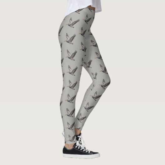 Pelikanen op grijze achtergrond leggings (Rechts)