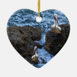 Pelikanen op Zee Rocks, Keramisch Ornament