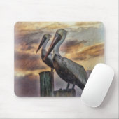 Pelikanen op zonsondergang muismat (Met muis)