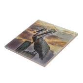 Pelikanen op zonsondergang tegeltje (Zijkant)