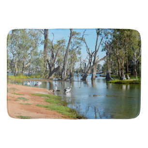 Pelikanen zonnebaden op de rivier Murray Australië Badmat