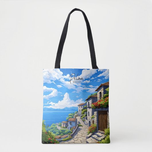 Pelion Griekenland  kunst reisillustratie Tote Bag (Voorkant)