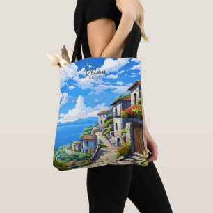 Pelion Griekenland  kunst reisillustratie Tote Bag