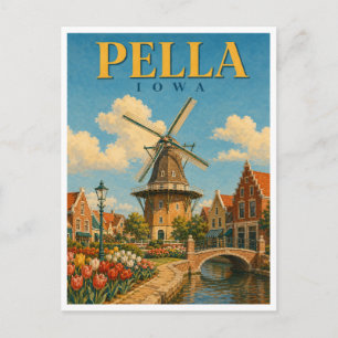 Pella Iowa Hollandse Windmolen GeoSaga Briefkaart