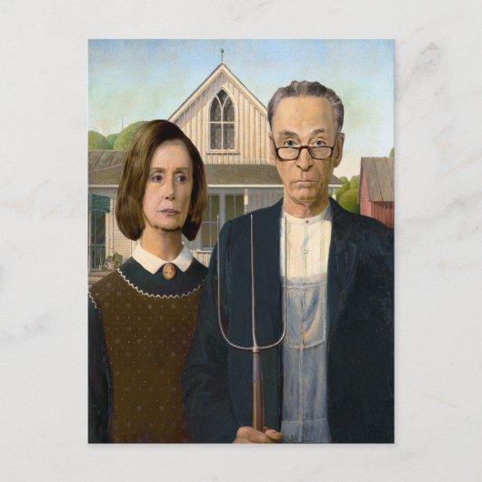 Pelosi en Schumer American Gothic Briefkaart (Voorkant)