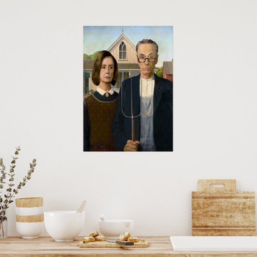 Pelosi en Schumer American Gothic Poster (Keuken)