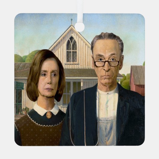 Pelosi- en Schumer-kerstversiering Metalen Ornament (Achterkant)