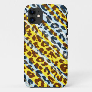 Pelterijen voor dierlijke afdruk, gele strepen 2 iPhone 11 hoesje