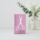 Peluquería Profesional Tijeras Brillos Rosa Visitekaartje (Staand voorkant)