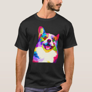 Pem Welsh Corgi Colorful Pop Art Portret voor hond T-shirt