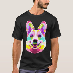 Pem Welsh Corgi Kleurrijk Pop Art Portret Voor Hon T-shirt