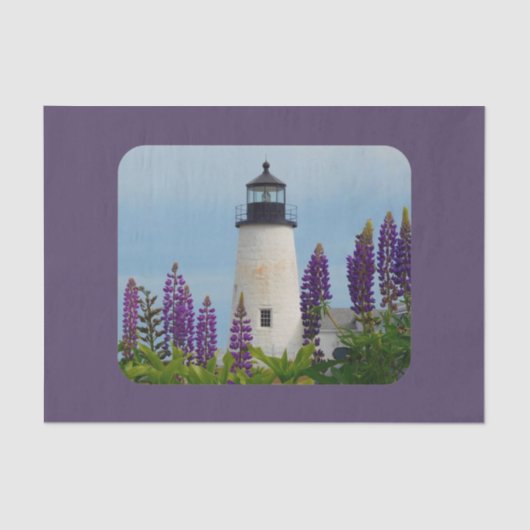 Pemaquid Lighthouse Lupine Floral Decoupage Tissuepapier (Voorkant)