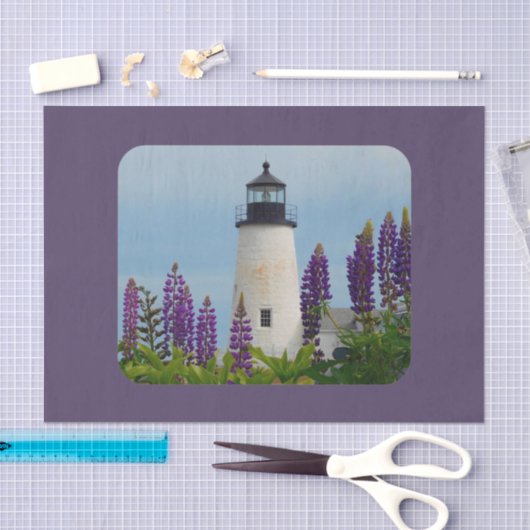 Pemaquid Lighthouse Lupine Floral Decoupage Tissuepapier (Craft)
