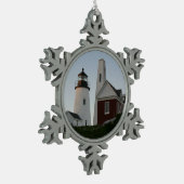 Pemaquid Point Light & Bell House Tin Sneeuwvlok Ornament (Links)