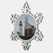 Pemaquid Point Light & Bell House Tin Sneeuwvlok Ornament (Rechts)
