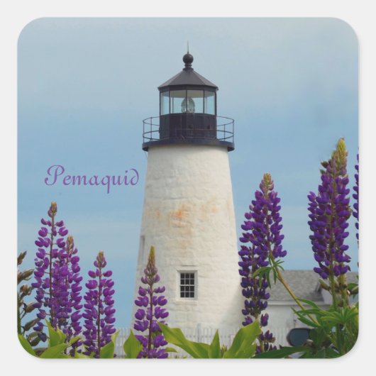 Pemaquid Point Light Bristol Maine Lighthouse Vierkante Sticker (Voorkant)