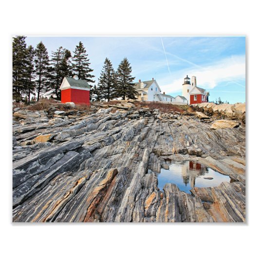 Pemaquid Point Lighthouse Maine Photo Print Foto Afdruk (Voorkant)