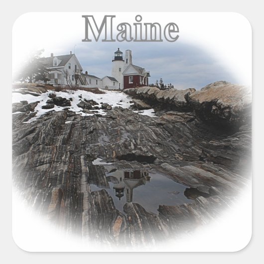 Pemaquid Point Lighthouse Maine Vierkante Sticker (Voorkant)