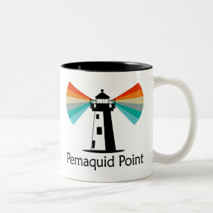 Pemaquid Point Lighthouse Regenboog Tweekleurige Koffiemok