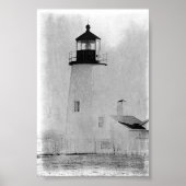 Pemaquid Point Maine Lighthouse B&W Poster Print (Voorkant)