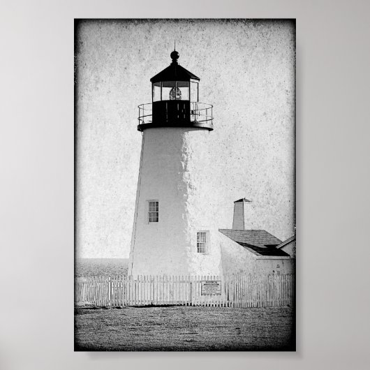 Pemaquid Point Maine Lighthouse Black and White Poster (Voorkant)