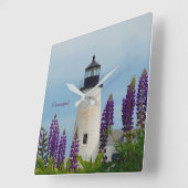 Pemaquid Point Plum Bristol Maine Lighthouse Vierkante Klok (Hoek)