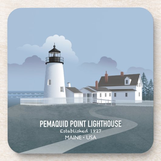 Pemaquid Point-vuurtoren Bier Onderzetter (Voorkant)