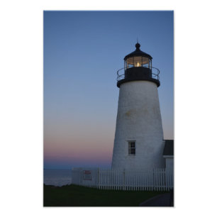 Pemaquid Point-vuurtoren bij zonsondergang Foto Afdruk