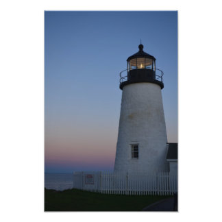 Pemaquid Point-vuurtoren bij zonsondergang Foto Afdruk