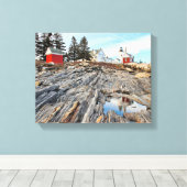 Pemaquid Point Vuurtoren Maine Verpakt Canvas Afdruk (Insitu (Houten vloer))
