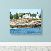 Pemaquid Point Vuurtoren Maine Verpakt Canvas Afdruk (Insitu (Houten vloer))