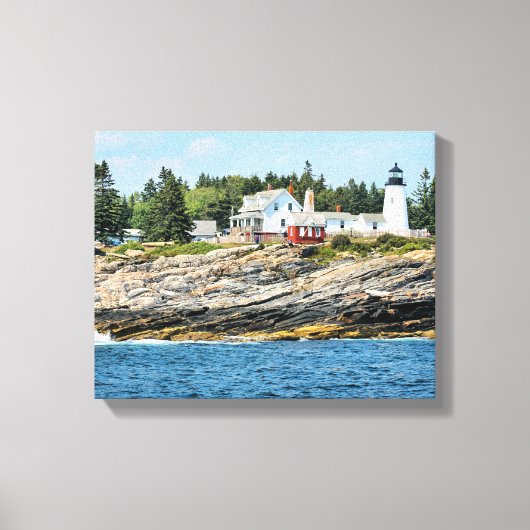 Pemaquid Point Vuurtoren Maine Verpakt Canvas Afdruk (Voorkant)