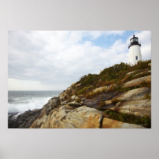Pemaquid Point-vuurtoren op een Rocky Hillside Poster (Voorkant)