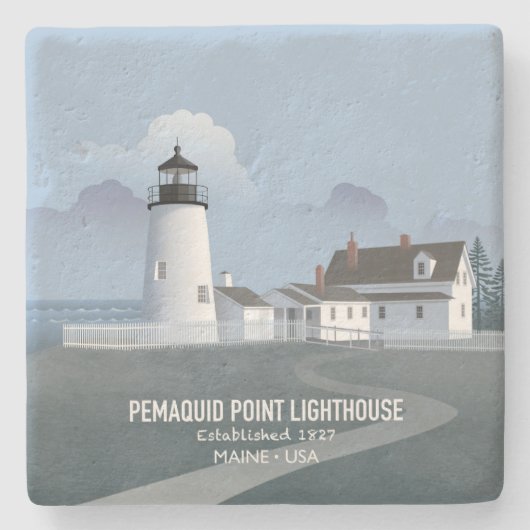 Pemaquid Point-vuurtoren Stenen Onderzetter (Voorkant)