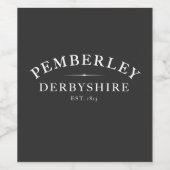 Pemberley Derbyshire Jane Austen Wijn Etiket (Enkel label)