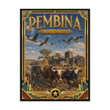 Pembina North Dakota Vintage Art Deco Gouden Tijdp