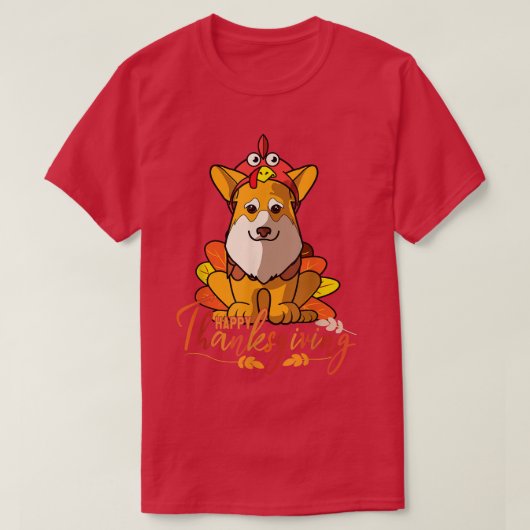 Pembroke Corgi Dog Greets Happy Thanksgiving T-shirt (Design voorkant)