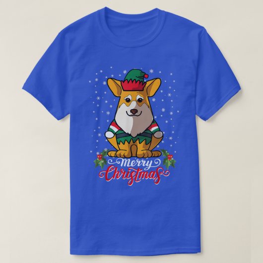 Pembroke Corgi Dog Greets Merry Kerstman Co T-shirt (Design voorkant)