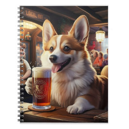 Pembroke Corgi Drink een biertje in de kroeg Notitieboek