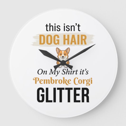 Pembroke Corgi Glitters Grappige Hond Liefhebber O Grote Klok (Voorkant)