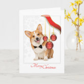 Pembroke Corgi Kerstmis Kaart (Gele Bloem)
