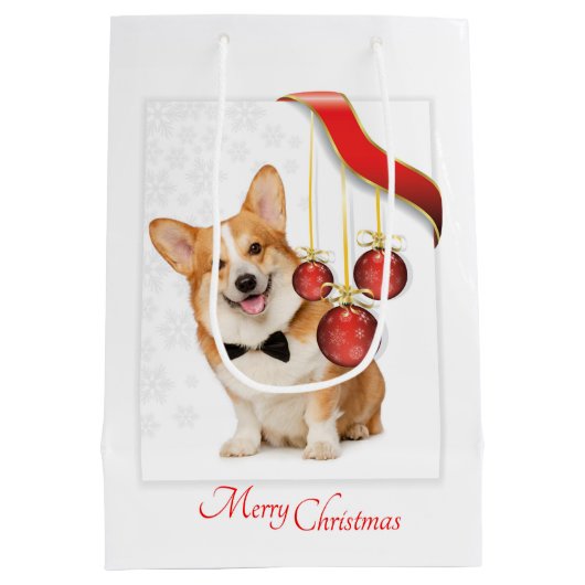 Pembroke Corgi Kerstmis Medium Cadeauzakje (Achterkant)