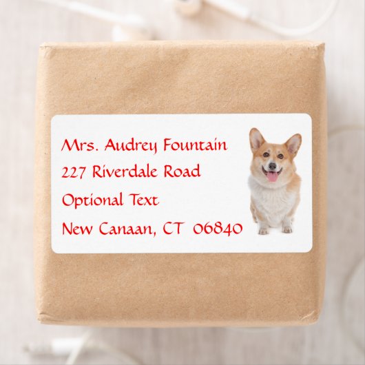 Pembroke Corgi Naam Retouradres Mailing Label (Insitu)