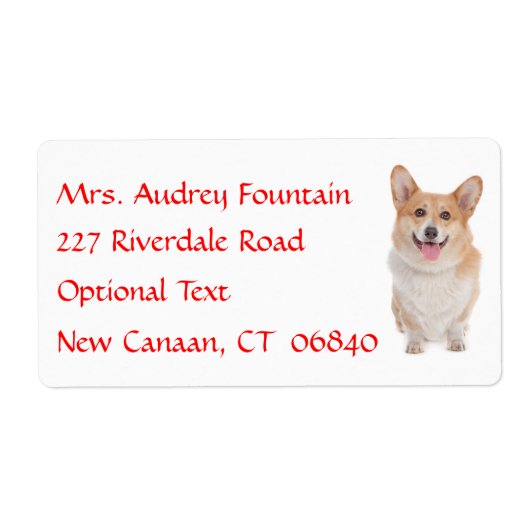 Pembroke Corgi Naam Retouradres Mailing Label (Voorkant)