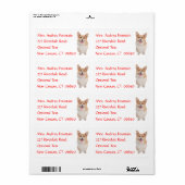 Pembroke Corgi Naam Retouradres Mailing Label (Full Sheet)