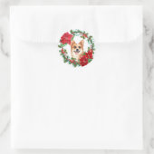 Pembroke Corgi Poinsettia Holly vakantiekrans Ronde Sticker (Tas)
